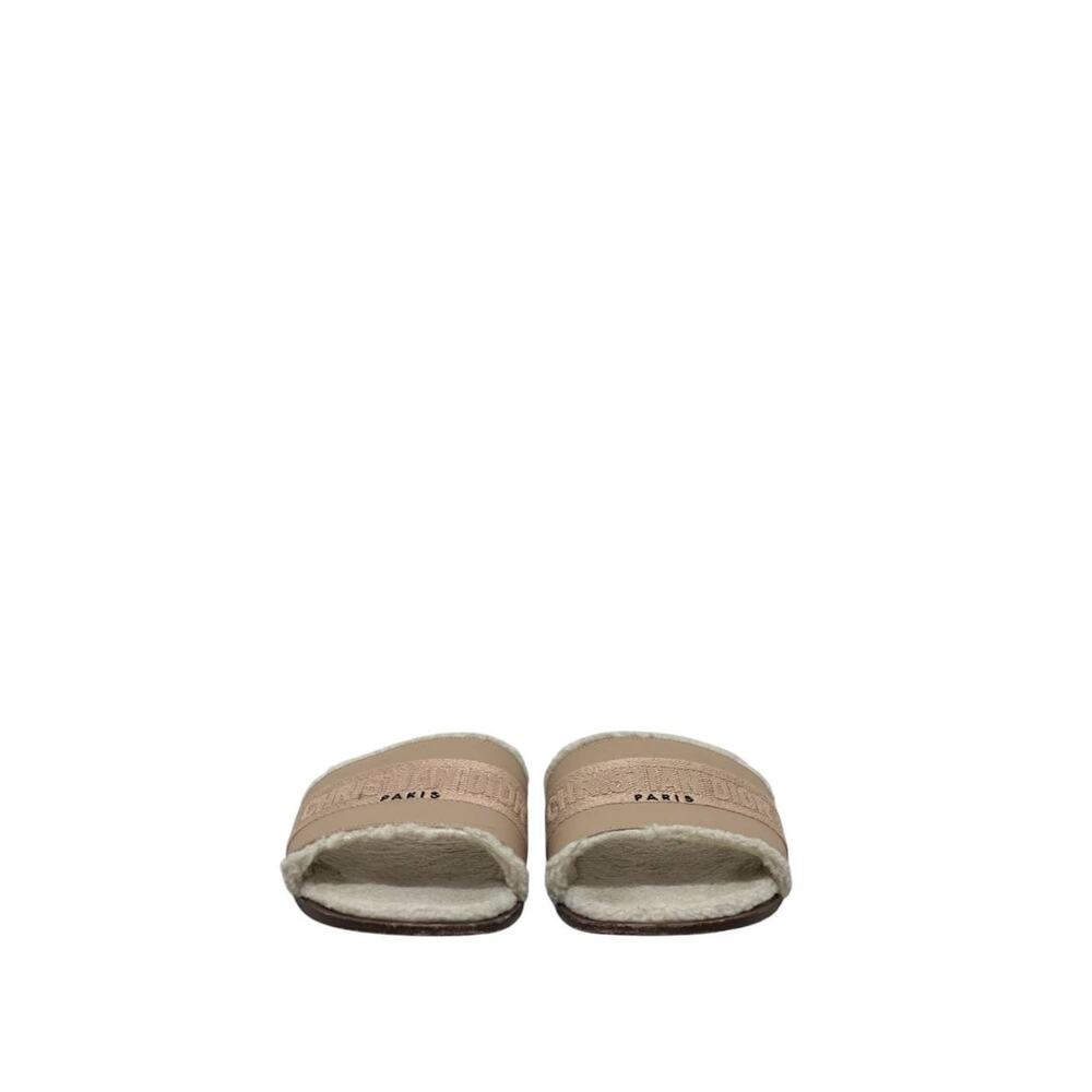 Christian Dior Dway Beige Suede Shearling Flat Sandals 37 - Picture 4 of 7